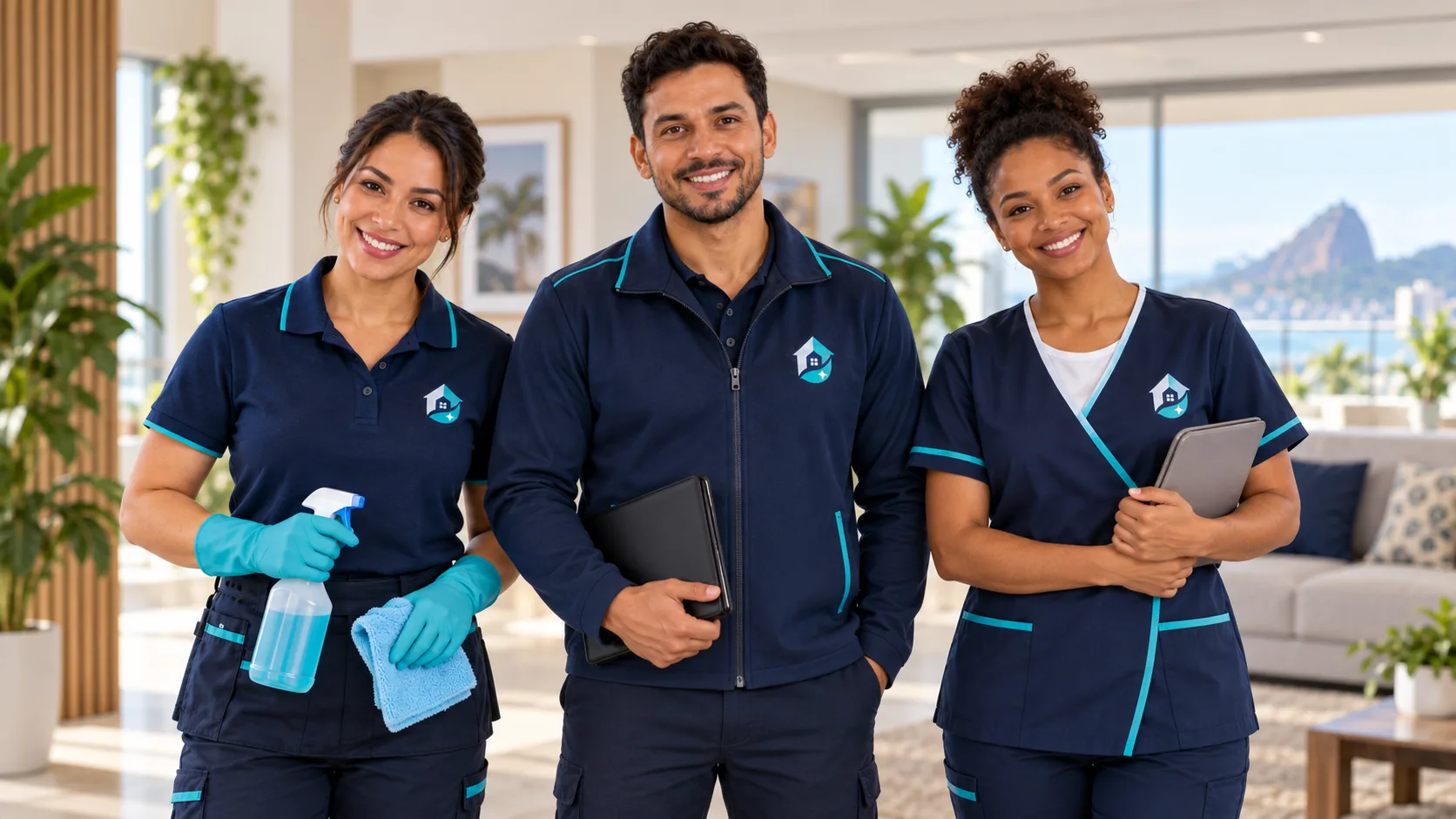 Equipe de profissionais Braluma uniformizados